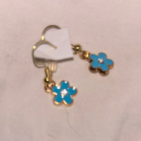 Nordstrom Gold and Blue Flower Earrings - Picture 2 of 4